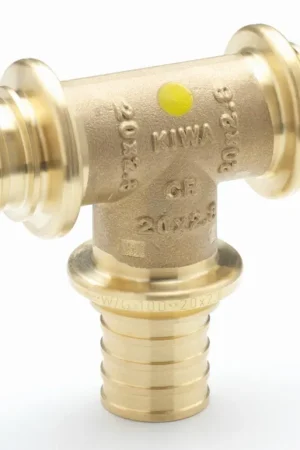 Aanbieding Rehau Rautitan LX+Gfitting messing T-stuk, 32 x 32 x 32mm (schuif x schuif x schuif)