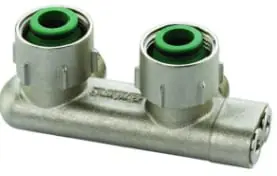 Weekendaanbieding Solar Plus Simplex H-onderblok haaks messing, vernikkeld, 3/4" bi, 3/4" Euroconus, tweepijp, hartafstand 50mm 3206500
