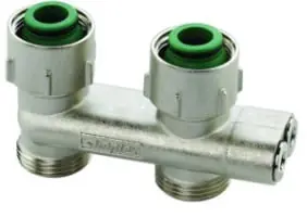Solar Plus Simplex, H-onderblok, recht, messing, vernikkeld, 3/4" binnendraad, 3/4" Euroconus, tweepijp, hartafstand 50mm Dagaanbieding