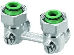Bestseller Solar Plus H-onderblok, haaks, messing, vernikkeld, 3/4" Euroconus, 3/4" Euroconus, tweepijp, hartafstand 50mm