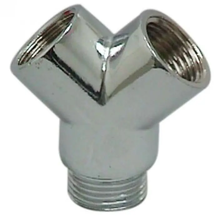 Uitverkoop Solar Y-stuk / Broekstuk Chroom. 1/2" binnendraad x 1/2" binnendraad x 1/2" buitendraad