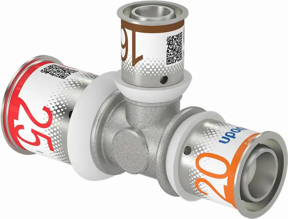 Uponor S-Press Plus pers T-stuk verlopend 25x16x20mm 1070573 Seizoensaanbieding
