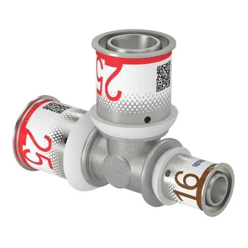 Uponor S-Press Plus pers T-stuk verlopend 25x25x16mm 1070578 Uitverkoop