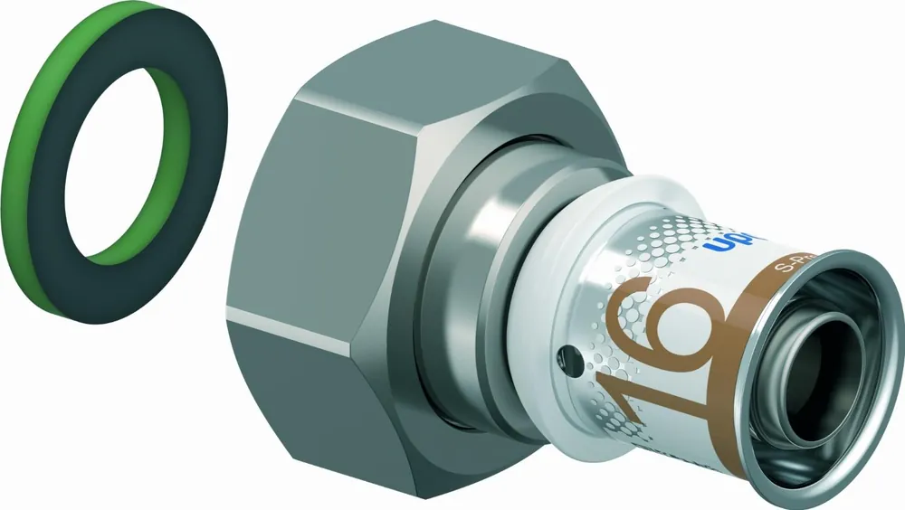 Uponor S-Press Plus pers schroefkoppeling m. wartel bi.dr. 16mmx3/4" 1070603 Veilige Betaling