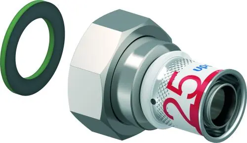 Uponor S-Press Plus pers schroefkoppeling m. wartel bi.dr. 25mmx1 1/4" 1070608 Speciale Aanbieding