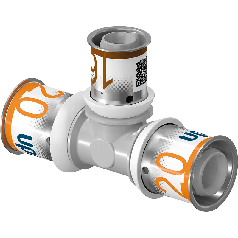 Uponor S-Press Plus PPSU pers composiet T-stuk verlopend 20x16x16mm 1039949 Favoriet