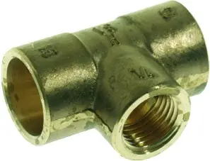 Express Levering VSH Messing soldeer T-stuk 15mm x 1/2" bi x 15mm