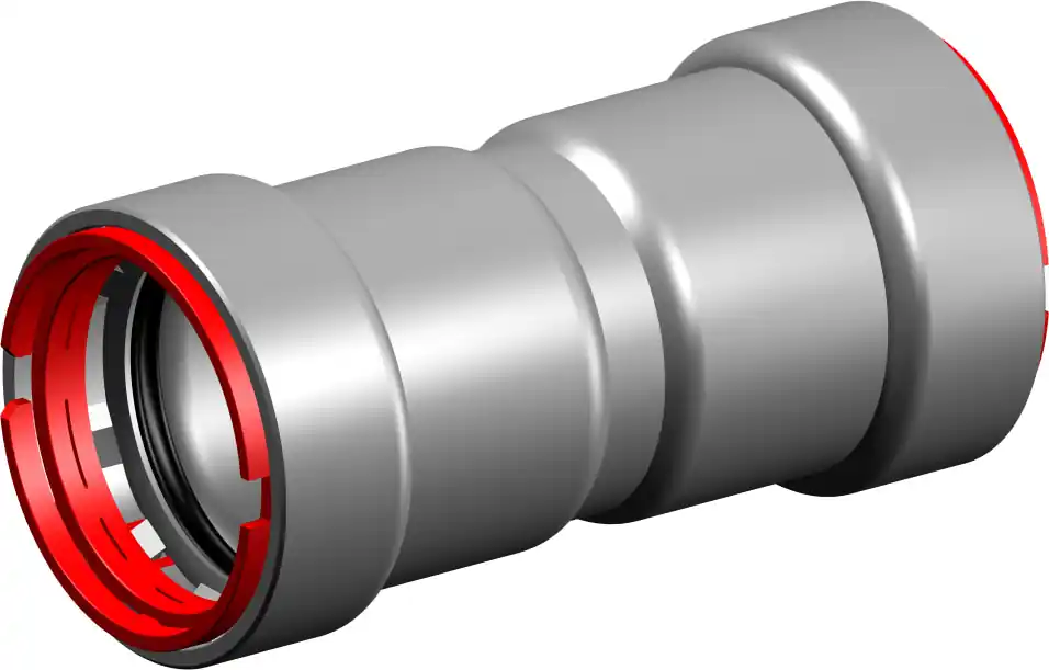 Dagaanbieding VSH Powerpress, Rechte koppeling fitting, 1 1/2" (persmof), staal, EPDM, DN40, PN16, max 16 bar, zink/nikkel