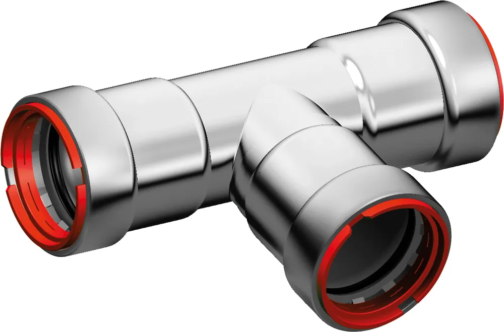 Nu Kopen VSH Powerpress, T-stuk fitting, 1/2" x 1/2" x 1/2" (persmof x persmof x persmof), staal, EPDM, DN15, PN16, max 16 bar, zink/nikkel