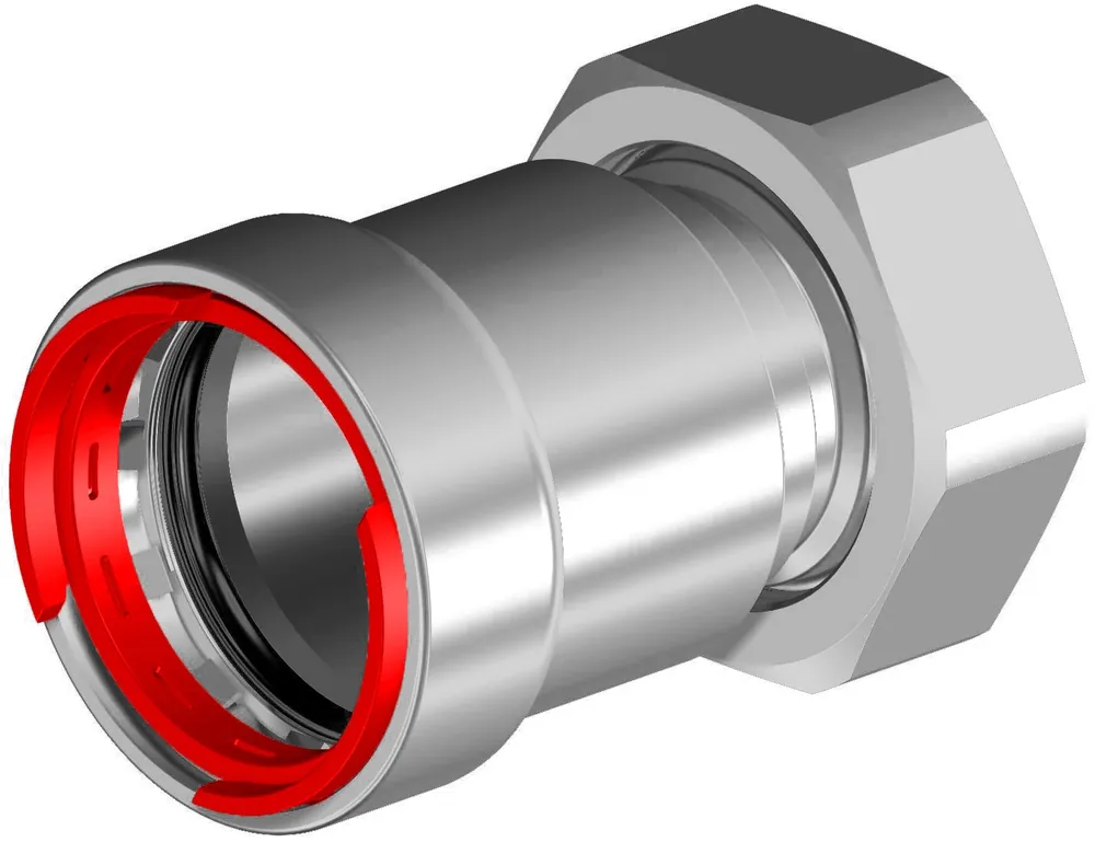 VSH Powerpress, Wartelkoppeling fitting, 1" x 1,25" (persmof x wartelmoer), staal, EPDM, DN25, PN16, max 16 bar, zink/nikkel Uitverkoop