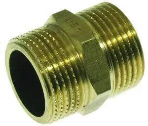 VSH rechte koppeling, borstnippel 3/8" x 3/8" messing (buitendraad x buitendraad) Populair