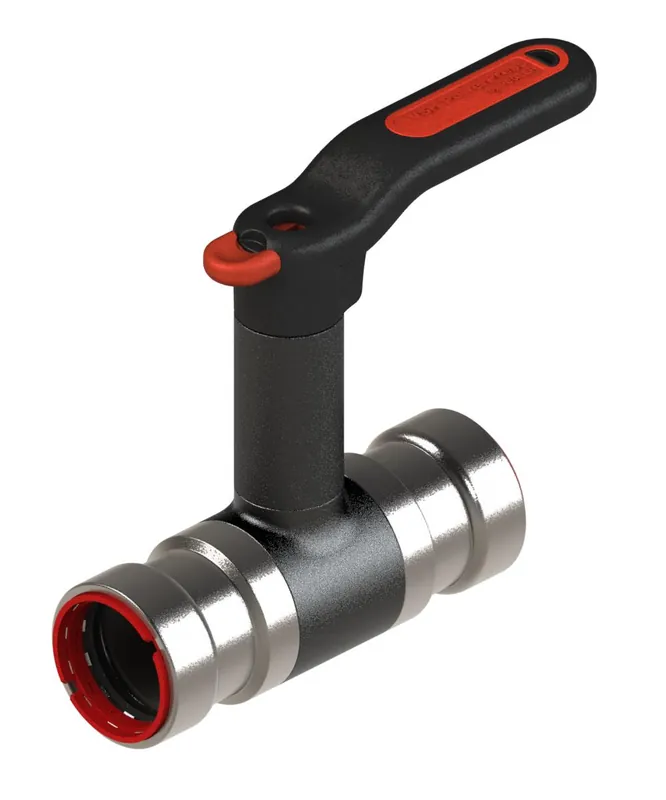 VSH Powerpress, Kogelkraan hoog, 11/2" x 11/2" (persmof x persmof), EPDM, PN16, messing (DZR) PWR9440167 Op = Op