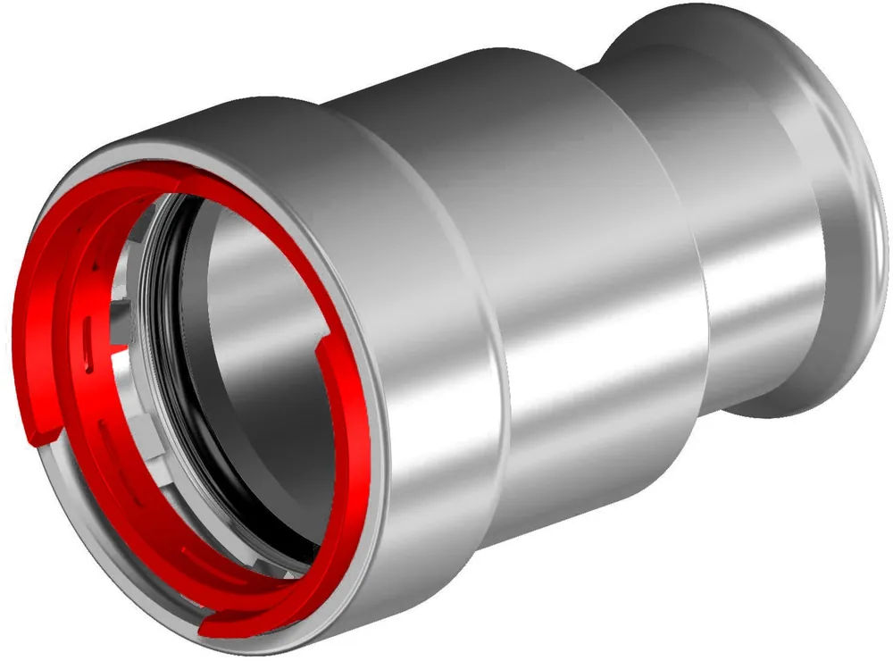 VSH Powerpress, Overgangskoppeling fitting, XPress, 1/2" x 15mm (persmof x persmof), staal, EPDM, DN15, PN16, max 16 bar, zink/nik Gereduceerde Prijs