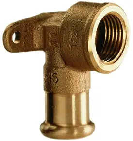 VSH muurplaat, Xpress, 90° graden, 12mm x 1/2" (persmof x binnendraad), DN10, max 16 bar, koper, onbehandeld Finale Uitverkoop