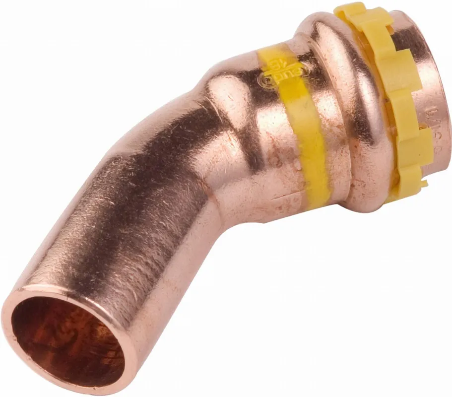 Op = Op VSH Sudopress GAS bocht koppeling, 45gr, 22mm x 22mm, koper, gas (insteek x pers)