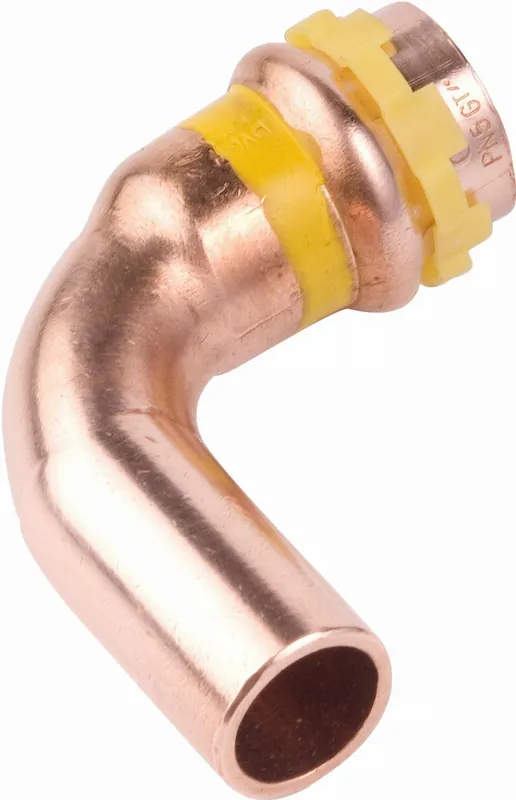 Rechtstreeks Van De Fabrikant VSH Sudopress GAS bocht koppeling, 90gr, 15mm x 15mm, koper, gas (insteek x pers)