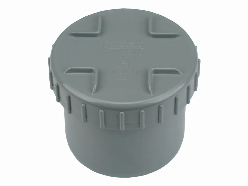 Voordeelprijs Wavin L-Eindstuk + schroefdeksel, PVC, EPDM, 40mm lengte, 50mm (laseind), grijs