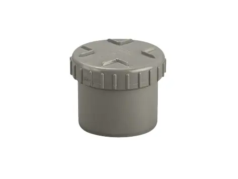 Wavin L-Eindstuk + schroefdeksel, PVC, EPDM, 68mm lengte, 110mm (laseind), grijs Weekendaanbieding