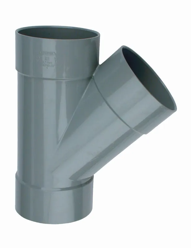 Wavin L-T-stuk, Wadal, 45° graden, PVC, 110mm x 110mm x 110mm (mof x mof x mof), grijs Tijdelijk Beschikbaar