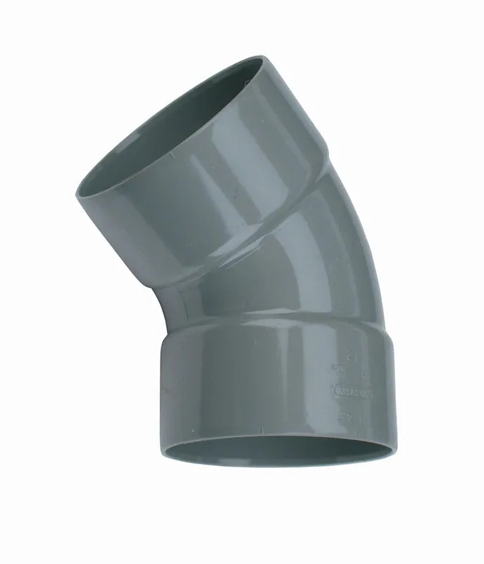 Wavin L-Bocht, Wadal, 45° graden, PVC, 110mm x 110mm (lijmmof x lijmmof), grijs Lage Kosten