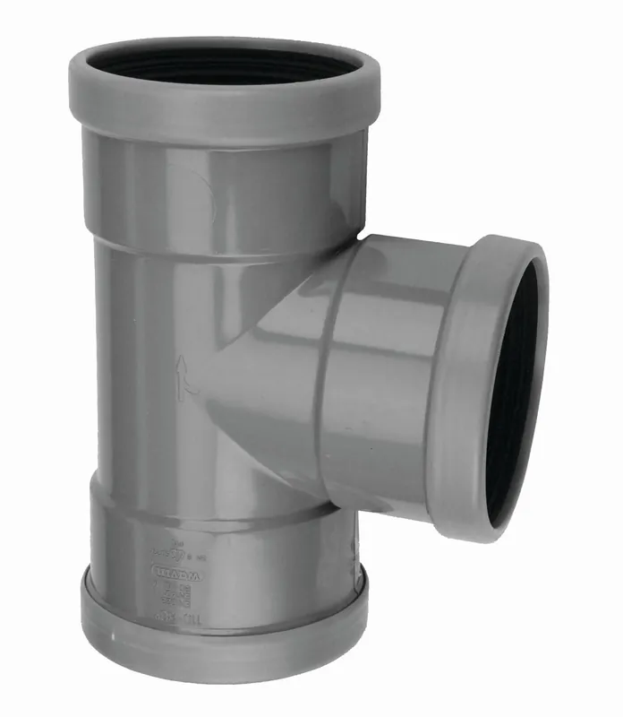 Laatste Versie Wavin M-T-stuk, Wafix, 90° graden, PVC, SN4, 125mm x 125mm x 125mm (manchet, x manchet x manchet), grijs