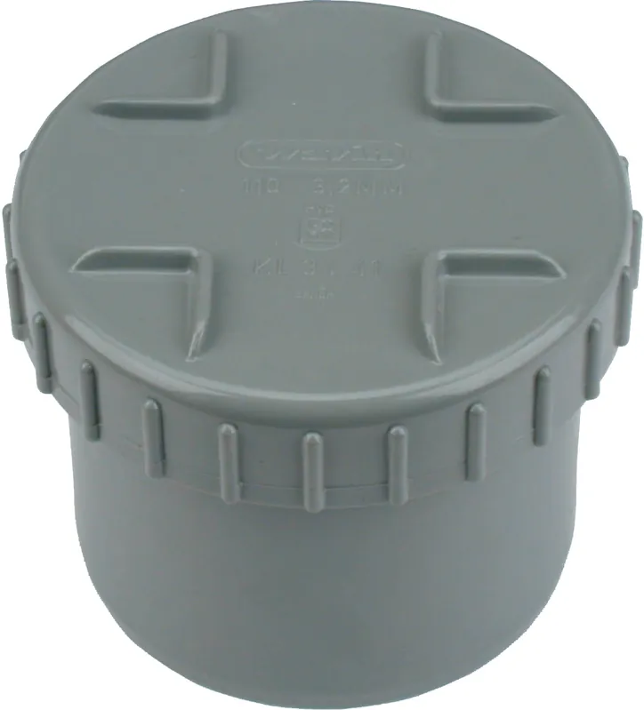 Wavin PVC L-Eindstuk + Schroefdeksel GR 32 BC Gereduceerde Prijs