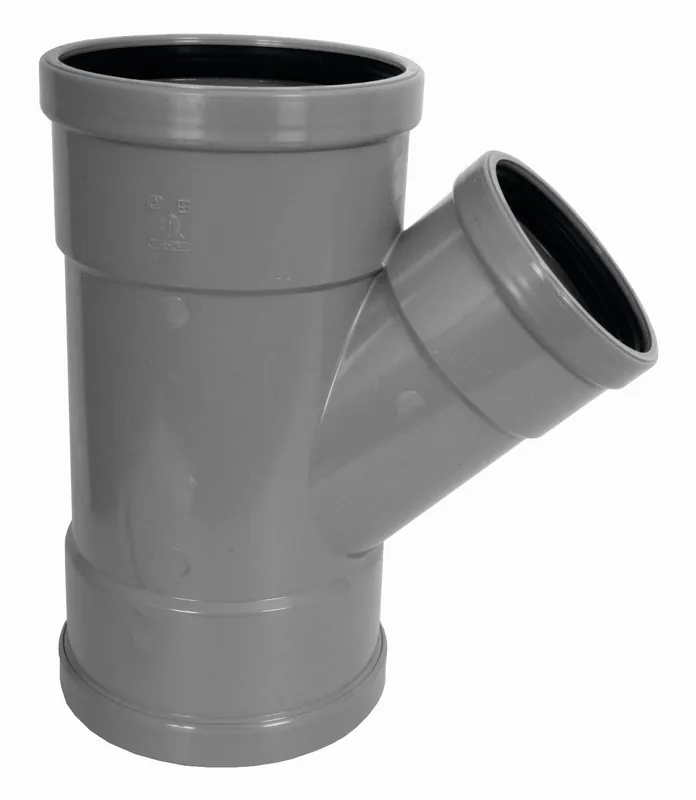 Wavin M-T-stuk, Wafix, 45° graden, PVC, SN4, 125mm x 110mm x 125mm (manchet, x lijmmof x manchet), grijs Alleen Vandaag