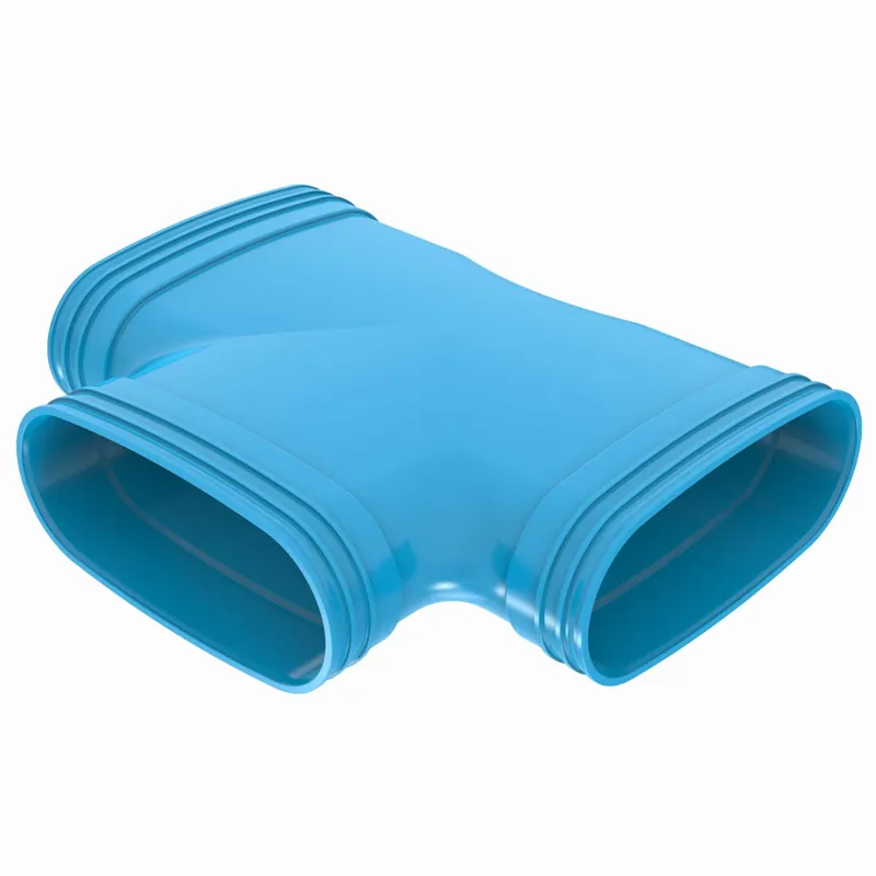 Betaalbaar Wavin Ventiza t-stuk, ongeisoleerd kanaal, kunststof, PVC, bochthoek 90°, 195x195mm, blauw 3172219009