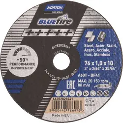 Goedkoop Norton Blue Fire doorslijpschijf staal/inox 76x1x10mm