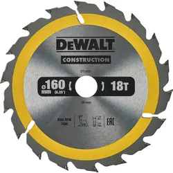 DeWALT cirkelzaagblad Construction hout 160x20x2,4mm 18T Speciale Aanbieding