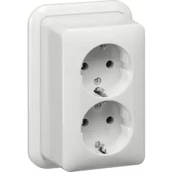 Gira System 55 wandcontactdoos RA dubbel opbouw met montageplaat en adapter K/P25 Glanzend wit Betaalbaar