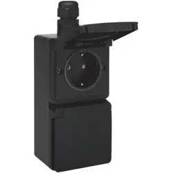 Must-Have Niko wandcontactdoos RA KV dubbel voorbedraad Zwart IP55 verticaal