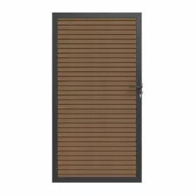 NewTechWood Co-extrusie composiet deur in aluminium frame, horizontaal triple, 100x195cm, Teak. Weekendaanbieding