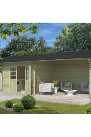 Blokhut Maribel 310 + 390 x 300 cm groen geïmpregneerd Express Levering