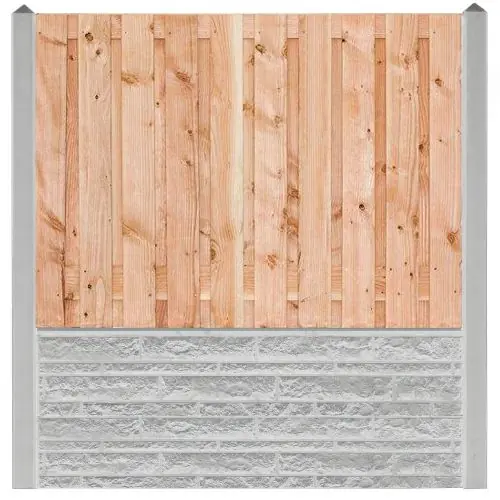 Hete Deal Hout-betonschutting wit/grijs motief i.c.m. 21-planks douglas tuinscherm