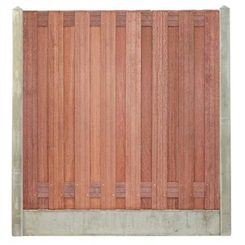 Goedkoop Hout-betonschutting wit/grijs i.c.m. hardhout 15-planks tuinscherm