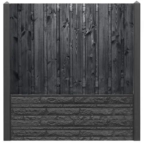 Hout-betonschutting antraciet motief i.c.m. 21-planks Stuttgart tuinscherm Hoge Kwaliteit