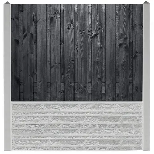 Hout-betonschutting wit/grijs motief i.c.m. 21-planks Stuttgart tuinscherm Must-Have