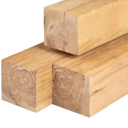 Betaalbaar Tuinpaal vers bezaagd eiken 20 x 20 cm