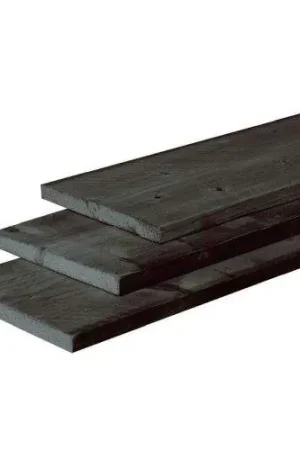 Beperkte Voorraad Douglas fijnbezaagde plank 2,2 x 20 x 500 cm zwart gedompeld