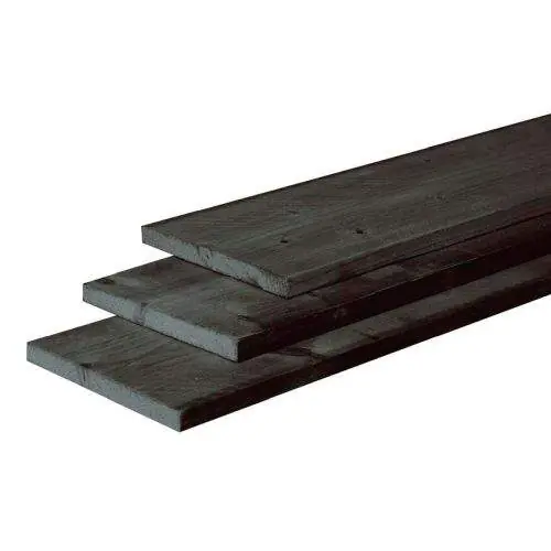 Beperkte Voorraad Douglas fijnbezaagde plank 2,2 x 20 x 500 cm zwart gedompeld