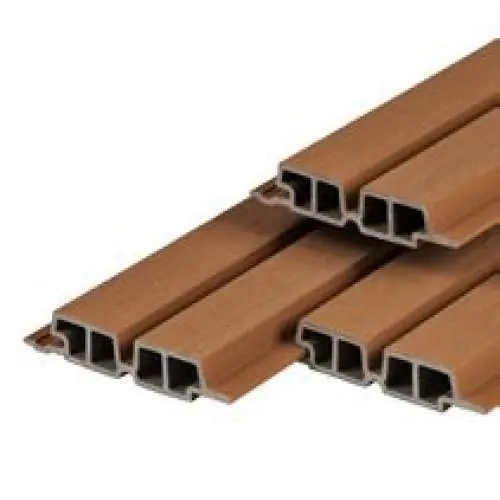 PuraTech composiet gevelbekleding 55 dubbel profiel teak 3,3 x 17 x 290 cm Gereduceerde Prijs