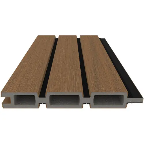 NewTechWood composiet gevelbekleding castellation PRO35 3,3 x 21,5 x 290 cm teak/zwart Gecertificeerd