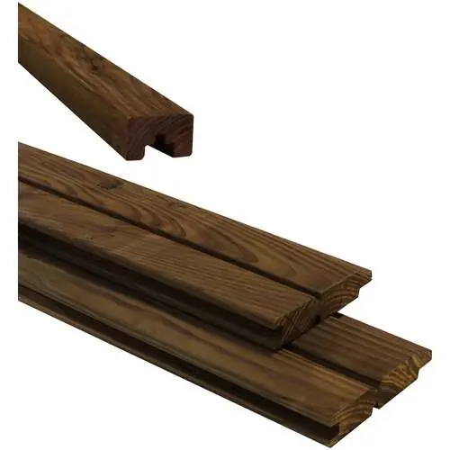 Douglas plankenscherm 2 zijdig dubbel rhombus profiel inclusief afdekkap 187 x 224 cm bruin geimpregneerd Direct Verzonden
