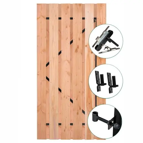 Tuindeur Privacy douglas 195 x 120 cm recht zwart frame met RVS-slot Koop Vandaag