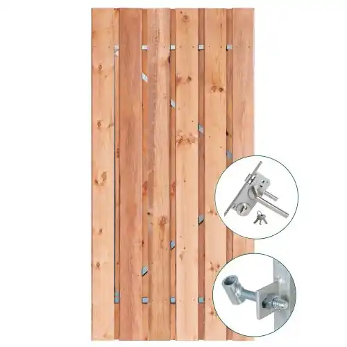 Tuindeur Privacy red class wood 195 x 90 cm recht met RVS-slot Superprijs