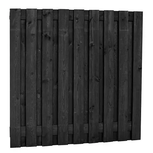 Tuinscherm geïmpregneerd grenen 19 planks 180 x 180 cm 15 mm Recht Zwart Tijdelijk Beschikbaar