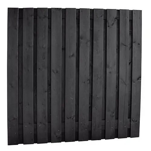 Tuinscherm geïmpregneerd grenen 21 planks 180 x 180 cm 15 mm Recht Zwart Shop Nu