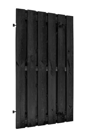 Alleen Vandaag Naaldhout geschaafde zwarte plankendeur op zwart stalen frame 100 x 180 cm recht