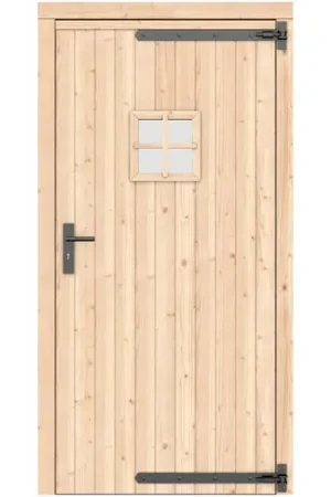 Vuren enkele deur RD groen geïmpregneerd 108 x 209 cm zwart beslag 1073350 Lage Kosten
